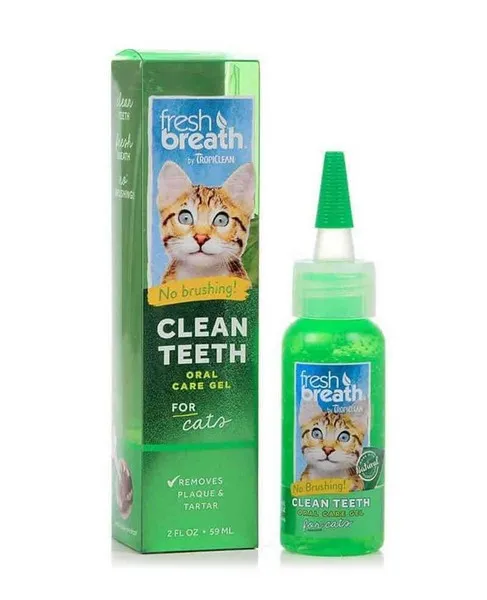 2 oz. Tropiclean Fresh Breath No Brushing Clean Teeth Oral Care Gel For Cats - Hygiene